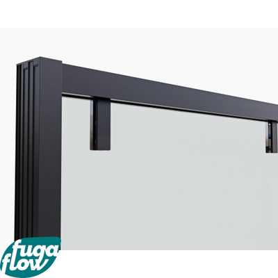 FugaFlow Efficiente Vetro Paroi latérale - 100x200cm - verre clair 8mm - noir mat