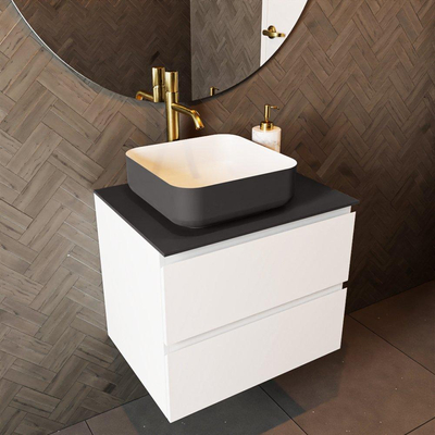 Mondiaz TOP 46 Topblad - 40x46x0.9cm - geschikt voor afdekplaat - Solid surface - Dark Grey