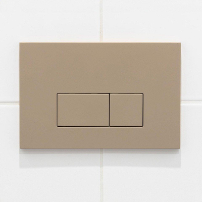 QeramiQ Dely Swirl Pack WC - 36,3x51,7cm - réservoir encastré Geberit UP720 Duofix Sigma - assise 35mm - plaque de déclenchement taupe - boutons rectangulaires - noir mat