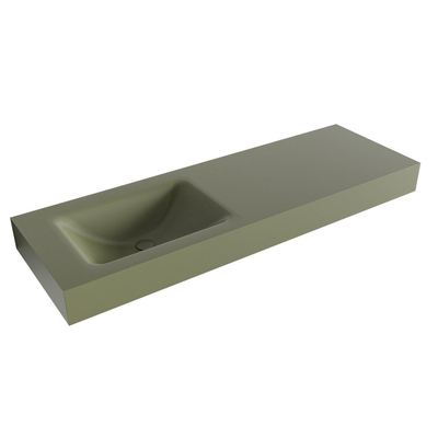 Mondiaz CLOUD Vrijhangende wastafel - 140cm - wasbak links - rand 12cm - Solid surface Army