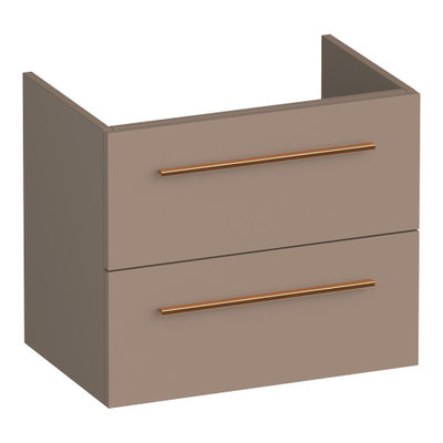 BRAUER Trust meuble sous-lavabo peu profond 60 sans poignées rapportées 2 tiroirs à fermeture douce et 1 découpe pour siphon - moka mat