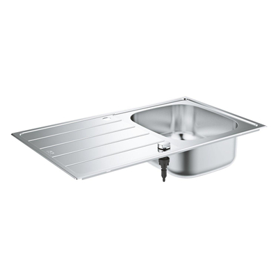 Grohe K200 Spoelbak - met afdruipgedeelte - 860x500mm - 1 bak 350x400x160mm - omkeerbaar - roestvrij staal RealSteel
