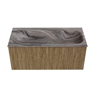 MONDIAZ KURVE-DLUX Meuble de salle de bains 100cm couleur Dusk avec 1 tiroir et 0 porte. Lavabo BIG MEDIUM Central 1 trou de robinet Sombra.