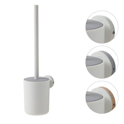 Tiger Urban Ensemble d'accessoires de toilette - Brosse de toilette avec support - Porte-rouleau de papier toilette avec couvercle - Crochet pour serviette - Blanc