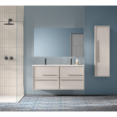 Saniclass Prime Essential Meuble sous lavabo - 120x55x46cm - 4 tiroirs - Poignée standard - MDF - mat cotton (beige)