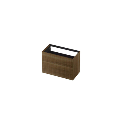 INK Wastafelonderkast - 90x45x65cm - 2 lades - push to open - verticaal gefreesd - Eiken - Ash grey