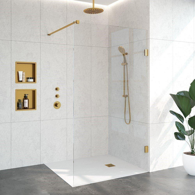 BRAUER Créer Douche à l'italienne - 120x200cm - sans profil - anti-calcaire - verre de sécurité 8mm - Or brossé