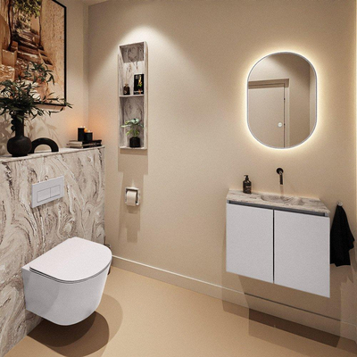 MONDIAZ TURE-DLUX meuble WC 60 cm Cale. EDEN lavabo Glace position droite. Sans trou de robinet.