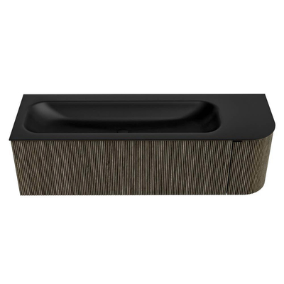 Mondiaz KURVE Badkamermeubelset - 145x46x40cm - 1 lade - 1 deur - wastafel solid surface - links - zonder kraangat - Shadow