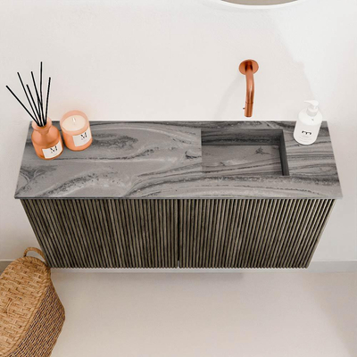 Mondiaz JOYA-DLUX Meuble de toilette 80cm - couleur Shadow - Vasque FAYE position Droite Sans trou de robinet couleur Sombra.