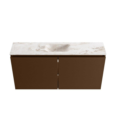 MONDIAZ TURE-DLUX 100cm toiletmeubel Rust. EDEN wastafel Frappe positie midden. Met 1 kraangat.