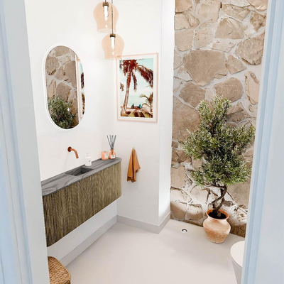 Mondiaz JOYA-DLUX 113.2cm toiletmeubel - ronding links en rechts kleur Dusk - Wastafel FAYE positie Midden Zonder kraangat kleur Sombra.