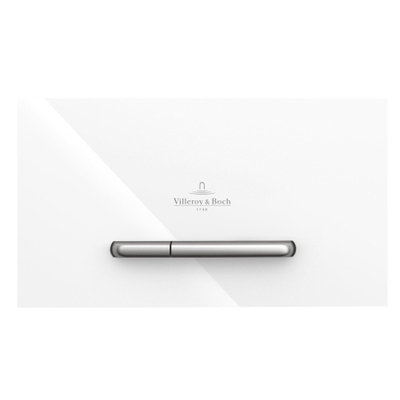Villeroy & Boch Viconnect bedieningsplaat dualflush frontbediend - 25.3x14.5cm - glas wit/RVS - Glass White (glans wit)