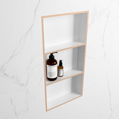 Mondiaz EASY Niche salle de bains - 59.5x8x29.5cm - à encastrer ou à monter - 3 compartiments - Rosee | Talc