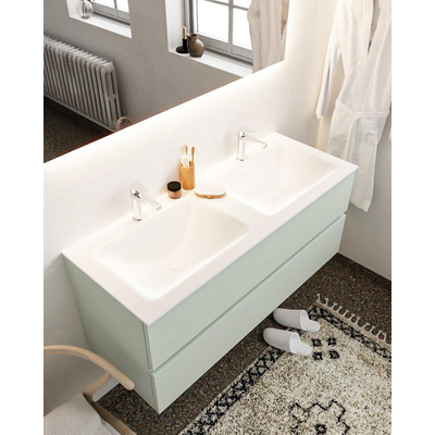 Mondiaz VICA ensemble de meuble de salle de bain - 120cm - meuble sous-vasque gris - 2 tiroirs - lavabo cloud double - 2 trous de robinet - miroir LED - version XL 60cm de haut