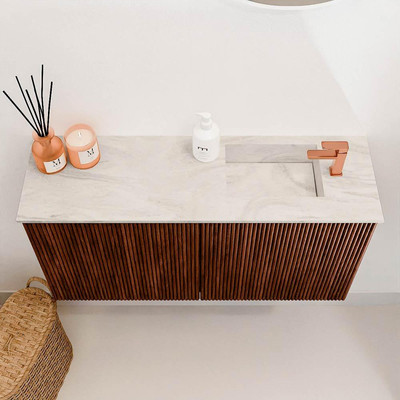 Mondiaz JOYA-DLUX 80cm toiletmeubel - kleur Ruby - Wastafel FAYE positie Rechts 1 kraangat kleur Ostra.