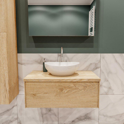 Mondiaz LUSH Meuble salle de bains avec 1 tiroir lavabo BARCO 80x30x45cm Centre 1 trou de robinet Washed oak