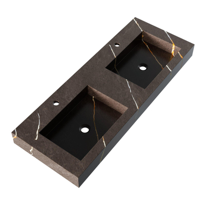 BRAUER Coral lavabo - 120x46x10cm - 2 bassins - 2 trous de robinetterie - composite - aspect marbre - Copper Brown