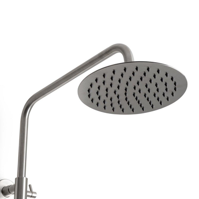 Wiesbaden 304 thermostatische regendoucheset – opbouw – Ø25 cm hoofddouche – 2-standen handdouche – geborsteld RVS