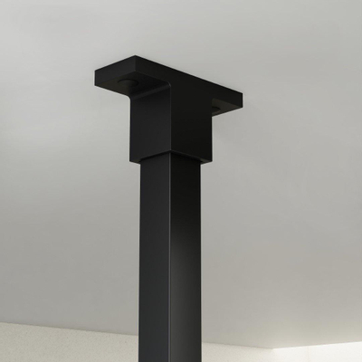 FortiFura Galeria Douche à l'italienne - 100x200cm - Verre nervuré - Bras plafond - Noir mat