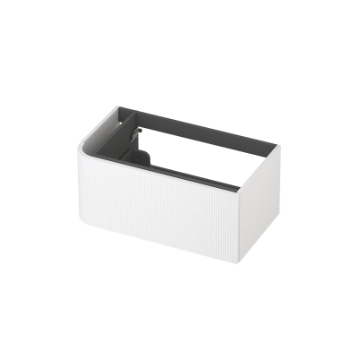 INK Concept R Wastafelonderkast - 80x45x35cm - 1 lade - opliggende grepen - gefreesd - afgeronde hoek links - MDF lak - mat wit