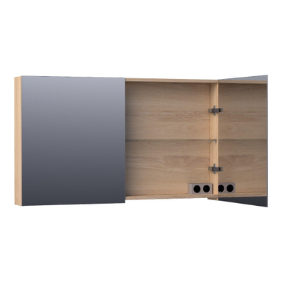 BRAUER Impress armoire de toilette – 119 x 70 x 15 cm – 2 portes, portes-miroir double face – Chêne naturel