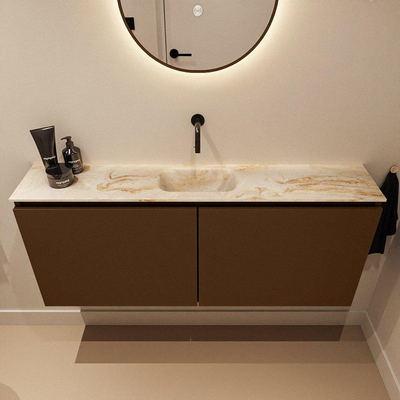 MONDIAZ TURE-DLUX 120cm toiletmeubel Rust. EDEN wastafel Frappe positie midden. Zonder kraangat.