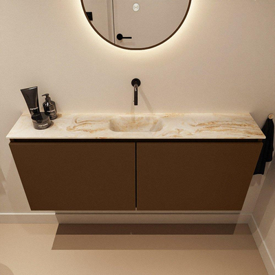 MONDIAZ TURE-DLUX Meuble toilette - 120cm - Rust - EDEN - vasque Frappe - position centrale - sans trou de robinet