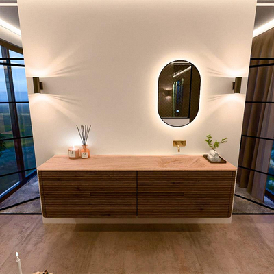 Mondiaz CIRO-DLUX Badkamermeubelset - 190x45x50cm - Solid surface wastafel Saba - 1 wasbak Rechts - zonder kraangaten - 4 lades - Dusk