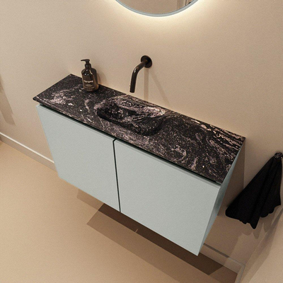 MONDIAZ TURE-DLUX Meuble toilette - 80cm - Greey - EDEN - vasque Lava - position centrale - sans trou de robinet