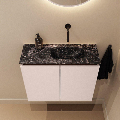 MONDIAZ TURE-DLUX meuble de toilettes 60cm Rosee. Lavabo EDEN Lava position à droite. Sans trou de robinet.