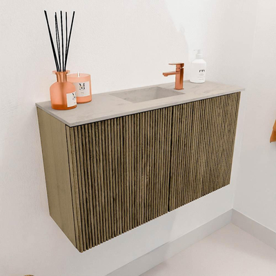 Mondiaz JOYA-DLUX 70cm toiletmeubel - kleur Dusk - Wastafel FAYE positie Midden 1 kraangat kleur Opalo.