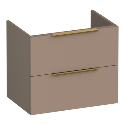 BRAUER Elevate wastafelonderkast ondiep 60 excl. opleggrepen 2 softclose lades en 1 sifon uitsparing - mat mokka
