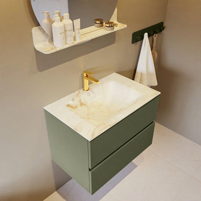 MONDIAZ VICA-DLUX Ensemble meuble de salle de bains - 70cm - sous-meuble army - 2 tiroirs - lavabo encastré cloud central - 1 trou de robinet - version haute 60cm - frappe