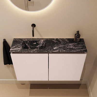 MONDIAZ TURE-DLUX Meuble WC 80 cm Rosee. Lavabo EDEN Lava position gauche. Sans trou de robinet.