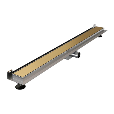Brauer Caniveau de douche 100x7.5cm avec grille multi-usages et bride inox pour montage mural Or brossé