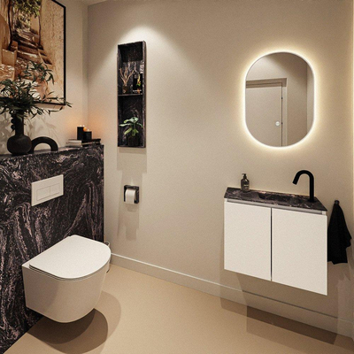 MONDIAZ TURE-DLUX 60cm toiletmeubel Talc. EDEN wastafel Lava positie rechts. Met 1 kraangat.