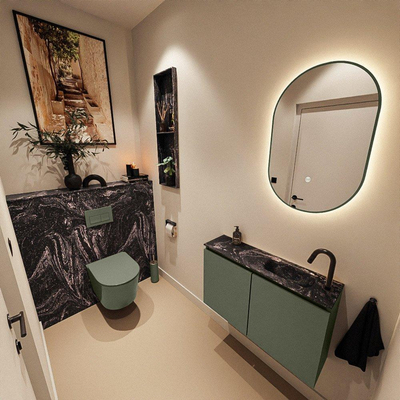 MONDIAZ TURE-DLUX 80cm toiletmeubel Army. EDEN wastafel Lava positie rechts. Met 1 kraangat.