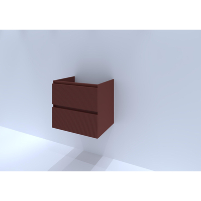 HR badmeubelen Infinity Meuble sous vasque - 60x44.8x55cm - façade 3D - 2 tiroirs - sans poignée - terra mat