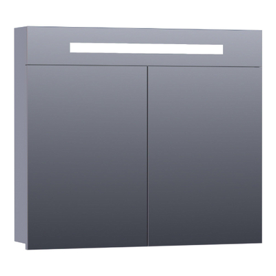BRAUER 2.0 Spiegelkast - 80x70x15cm - verlichting geintegreerd - 2 links- en rechtsdraaiende spiegeldeuren - MDF - mat grijs