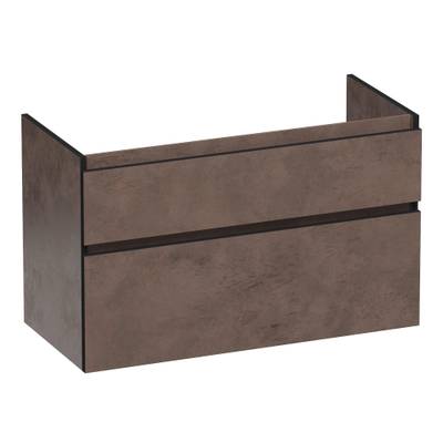 BRAUER Delight Edge meuble sous-lavabo 100 2 tiroirs softclose - sans poignées - 1 découpe pour siphon - Erosion