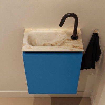 MONDIAZ TURE-DLUX 40cm toiletmeubel Jeans. EDEN wastafel Frappe positie links. Met 1 kraangat.