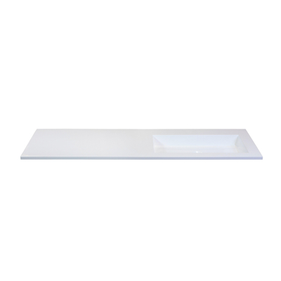 HR Badmeubelen Thin lavabo pierre de synthèse 140,5x2x45,5cm cuve DR blanc mat sans trop-plein