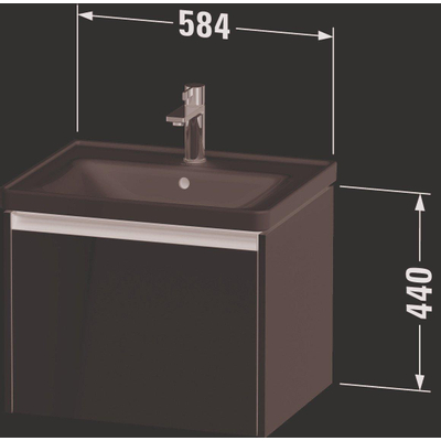 Duravit Ketho 2 meuble sous-lavabo avec 1 tiroir 58.4x45.5x44cm avec poignée anthracite graphite supermat