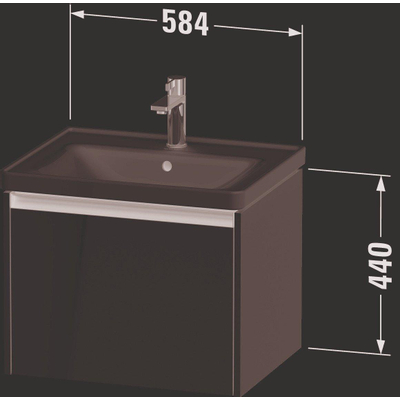 Duravit ketho meuble à 2 vasques avec 1 tiroir 58.4x45.5x44cm avec poignée chêne anthracite terra matt