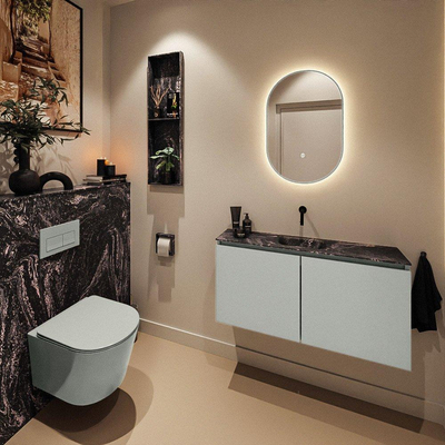 MONDIAZ TURE-DLUX meuble WC 100 cm Greey. Lavabo EDEN Lava position centrale. Sans trou de robinet.