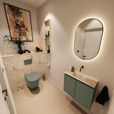 MONDIAZ TURE-DLUX 60cm toiletmeubel Army. EDEN wastafel Frappe positie midden. Zonder kraangat.