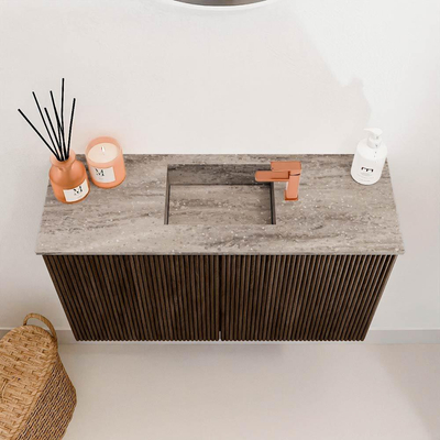 Mondiaz JOYA-DLUX 70cm toiletmeubel - kleur Walnut - Wastafel FAYE positie Midden 1 kraangat kleur Oza.