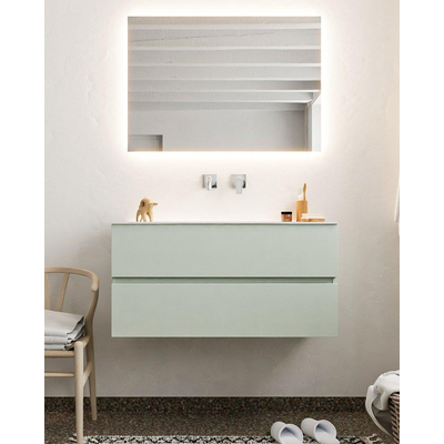 Mondiaz VICA ensemble de meuble de salle de bain - 100cm - meuble sous-vasque gris - 2 tiroirs - lavabo moon milieu - sans trou de robinet version XL 60cm de haut