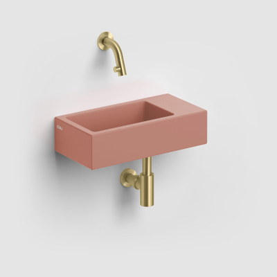 Clou Flush 3 lave-mains 36x18cm sans trou de robinet à droite mat rose ker.